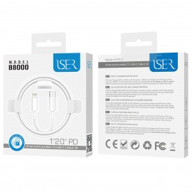 ISER B8000 CABLE USB-C TO LIGHTNING 1M BLANCO