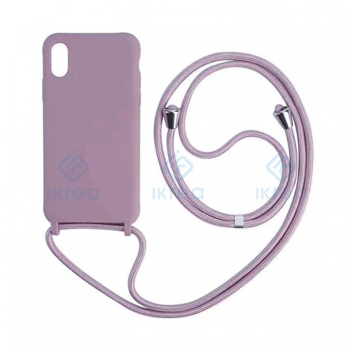 FUNDA DE SILICONA ORIGINAL CON CUERDA IPHONE 11 PRO MAX LILA