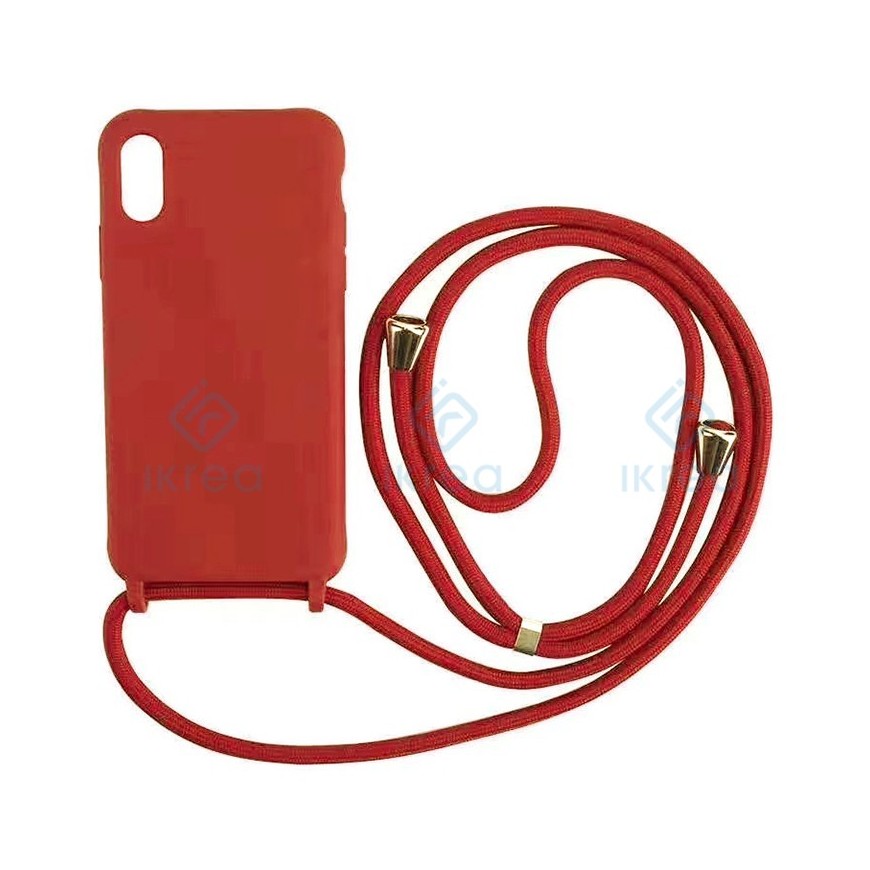 FUNDA DE SILICONA ORIGINAL CON CUERDA IPHONE 11 PRO MAX ROJO