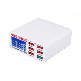 SCHEMATIC 896 cargador rápido 6 puertos USB con pantalla digital LCD QC3.0 40W