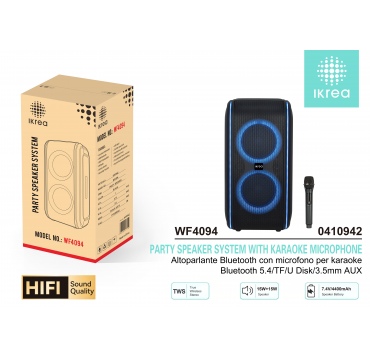 IKREA WF4094 ALTAVOZ HIFI BLUETOOTH TWS RGB CON MICRÓFONO INALÁMBRICO
