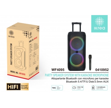 IKREA WF4095 ALTAVOZ HIFI BLUETOOTH TWS RGB CON ASA Y MICRÓFONO INALÁMBRICO